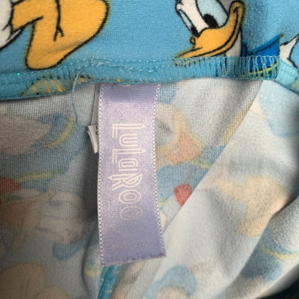 LulaRoe Ladies Tall & Curvy Light Blue Disney Donald Duck Leggings - Picture 3 of 4